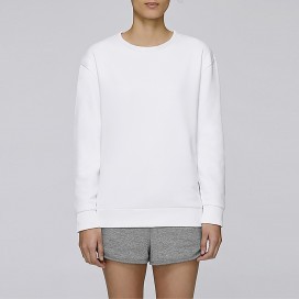 Women Drop Shoulder Crewneck Sweatshirt JOIN CLOTHES Premium Quality 300 Gsm Organic Cotton Blend White