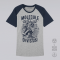Unisex Short Sleeves T-shirt MOLECULE® Division Baseball Print Organic Cotton (Grey/Navy)