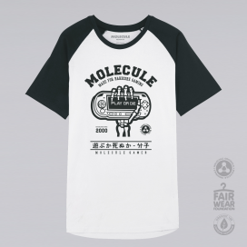 Unisex Short Sleeves T-shirt MOLECULE® Play Or Die Baseball Print Organic Cotton (White/Black)