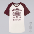 Unisex Short Sleeves T-shirt MOLECULE® Play Or Die Baseball Print Organic Cotton (Vintage White/Burgundy)