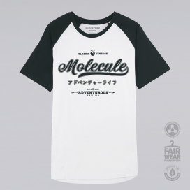 Unisex Short Sleeves T-shirt MOLECULE® Vintage Baseball Print Organic Cotton (White/Black)