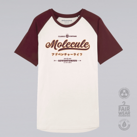 Unisex Short Sleeves T-shirt MOLECULE® Vintage Baseball Print Organic Cotton (Vintage White/Burgundy)