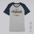 Unisex Short Sleeves T-shirt MOLECULE® Vintage Baseball Print Organic Cotton (Grey/Navy)