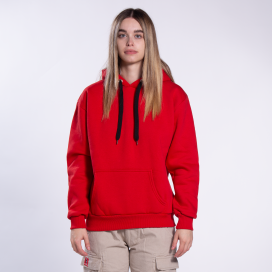 Women Pullover Hoodie Fluffy MOLECULE® 00043 Cotton Blend 320 Gsm Regular Fit Red