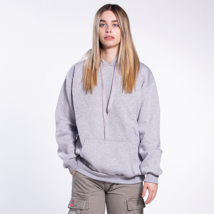 Women Pullover Hoodie Fluffy MOLECULE 00043 Cotton Blend 320 Gsm Regular Fit Sport Grey