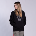 Women Pullover Hoodie MOLECULE® 3301 SKULLHEADS IV - LOW POLY Cotton Blend 300 Gsm Regular Fit Bdlack