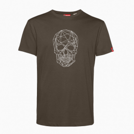 Unisex Short Sleeves T-shirt MOLECULE® 1100 Skullheads ΙV - Low Poly Print Cotton 150 Gsm Regular Fit Khaki