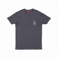 Unisex Short Sleeves T-Shirt MOLECULE® 1100 Cyber Samurai Front & Back Print Cotton 150 Gsm Regular Fit Dark Grey
