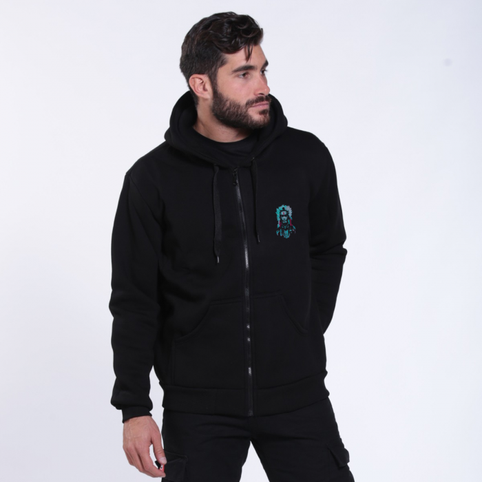Unisex Zip Hoodie Fluffy MOLECULE® 00042 Cyber Indian Front