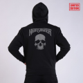 Unisex Zip Hoodie MOLECULE® NIGHTSTALKER Skull Print Cotton Blend 300 Gsm Regular Fit Black
