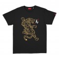 Unisex Short Sleeves T-Shirt MOLECULE® 1100 Golden Tiger Print Cotton 150 Gsm Regular Fit Black