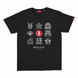 Unisex Short Sleeves T-Shirt MOLECULE® 1100 Ninja Kids Print Cotton 150 Gsm Regular Fit Black