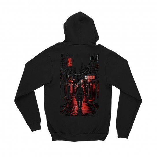 Pullover Hoodie MOLECULE® 00043 Fluffy Ninja Red Mask Print