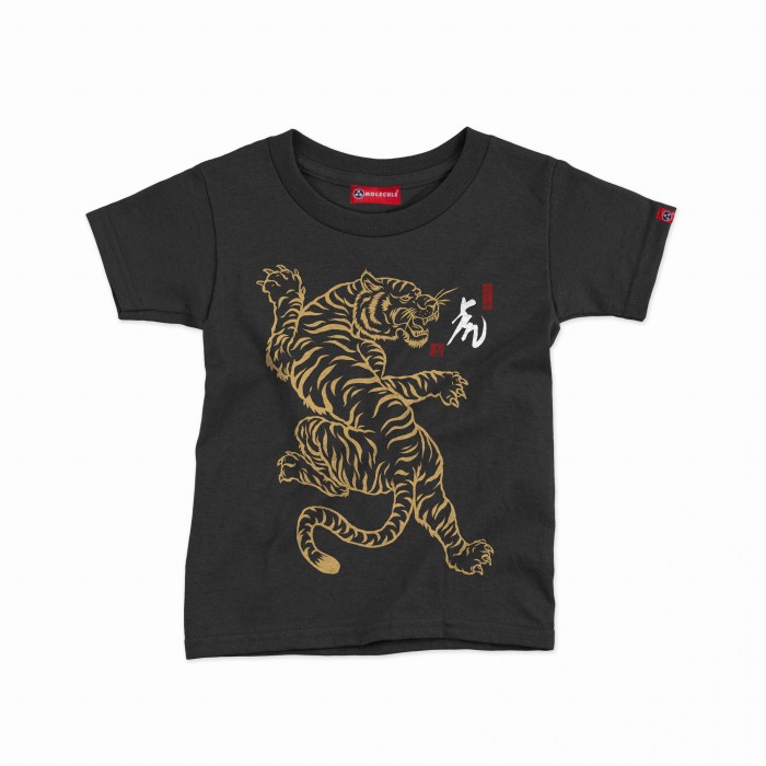Kids Short Sleeves T-Shirt MOLECULE® Golden Tiger Print
