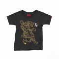Kids Short Sleeves T-Shirt MOLECULE® Golden Tiger Print Cotton Black