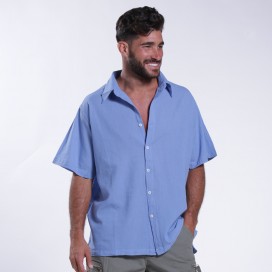 Shirt JOIN CLOTHES Cotton Gauze Short Sleeves Regular Fit Lavender