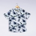 Shirt Blue Flower Print Viscose Short Sleeves White