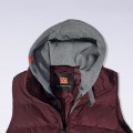 Hooded Puffer Vest 1118 Wine/Grey