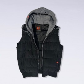 Hooded Puffer Vest 1118 Black/Grey