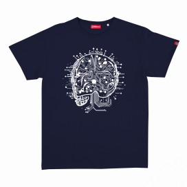 Unisex Short Sleeves T-Shirt MOLECULE® 1100 Brain Circuit Print Cotton 150 Gsm Regular Fit Navy