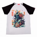 Unisex Short Sleeves T-Shirt MOLECULE® 1100 Samurai Raglan Cotton 150 Gsm Regular Fit Black/White