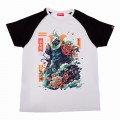 Unisex Short Sleeves T-Shirt MOLECULE® 1102 Samurai Raglan Cotton 150 Gsm Regular Fit Black/White