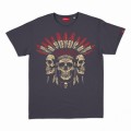 Unisex Short Sleeves T-Shirt MOLECULE® 1100 Indian Skull Print Cotton 150 Gsm Regular Fit Dark Grey