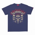 Unisex Short Sleeves T-Shirt MOLECULE® 1100 Indian Skull Print Cotton 150 Gsm Regular Fit Indigo