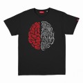 Unisex Short Sleeves T-Shirt MOLECULE® 1100 Brain Print Cotton 150 Gsm Regular Fit Black