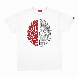 Unisex Short Sleeves T-Shirt MOLECULE® 1100 Brain Print Cotton 150 Gsm Regular Fit White