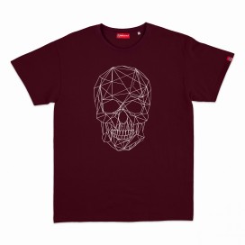 Unisex Short Sleeves T-shirt MOLECULE® 1100 Skullheads ΙV - Low Poly Print Cotton 150 Gsm Regular Fit Bordeaux