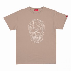 Unisex Short Sleeves T-shirt MOLECULE® 1100 Skullheads ΙV - Low Poly Print Cotton 150 Gsm Regular Fit Camel