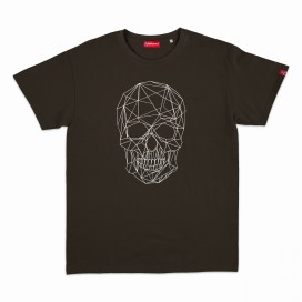 Unisex Short Sleeves T-shirt MOLECULE® 1100 Skullheads ΙV - Low Poly Print Cotton 150 Gsm Regular Fit Khaki