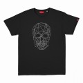 Unisex Short Sleeves T-shirt MOLECULE® 1100 Skullheads ΙV - Low Poly Print Cotton 150 Gsm Regular Fit Black