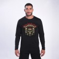 Unisex Long Sleeves T-Shirt 1105 Indian Skull Print Cotton 190 Gsm Regular Fit Black