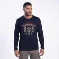 Unisex Long Sleeves T-Shirt 1105 Indian Skull Print Cotton 190 Gsm Regular Fit Navy