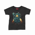 Kids Short Sleeve T-Shirt MOLECULE® POSEIDON Cotton Black