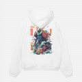 Unisex Pullover Hoodie MOLECULE® 332 SAMURAI DTF Print Cotton Blend 300 Gsm Regular Fit White