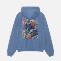 Unisex Pullover Hoodie MOLECULE® 332 SAMURAI DTF Print Cotton Blend 300 Gsm Regular Fit Mineral Blue