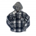 Jacket Truckers Hooded MOLECULE® Heavy Sherpa White/Black with Grey Hood