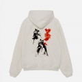 Unisex Pullover Hoodie MOLECULE® 332 WARRIORS DTF Print Cotton Blend 300 Gsm Regular Fit Off White