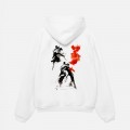 Unisex Pullover Hoodie MOLECULE® 332 WARRIORS DTF Print Cotton Blend 300 Gsm Regular Fit White