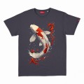 Unisex Short Sleeves T-Shirt MOLECULE® 1100 KOI I DTF Print Cotton 150 Gsm Regular Fit Dark Grey