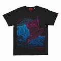 Unisex Short Sleeves T-Shirt MOLECULE® 1100 SURFER CAT DTF Print Cotton 150 Gsm Regular Fit Black