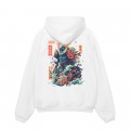 Unisex Pullover Hoodie MOLECULE® 332 SAMURAI DTF Print Cotton Blend 300 Gsm Regular Fit White