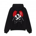 Pullover Hoodie MOLECULE® 332 Fluffy Ninja Knives Vinyl Print Cotton Blend 320 Gsm Regular Fit Black