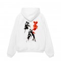 Unisex Pullover Hoodie MOLECULE® 332 WARRIORS DTF Print Cotton Blend 300 Gsm Regular Fit White