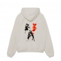 Unisex Pullover Hoodie MOLECULE® 332 WARRIORS DTF Print Cotton Blend 300 Gsm Regular Fit Off White