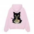 Unisex Pullover Hoodie MOLECULE® 332 RAMEN CAT DTF Print Cotton Blend 300 Gsm Regular Fit Pink