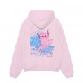 Unisex Pullover Hoodie MOLECULE® 332 SURFER CAT DTF Print Cotton Blend 300 Gsm Regular Fit Pink